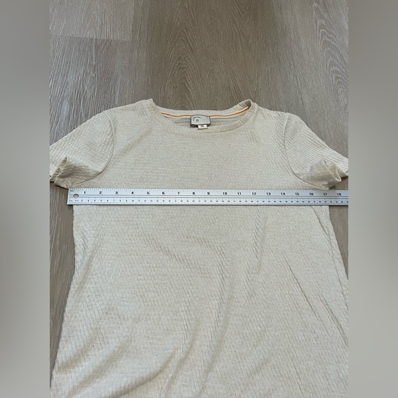 Anthropologie Textured Cream Off White Woven Tee T-Shirt Boho - Picture 5 of 6